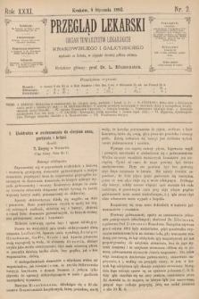 Przegląd Lekarski : organ Towarzystw Lekarskich Krakowskiego i Galicyjskiego. 1892, nr 2