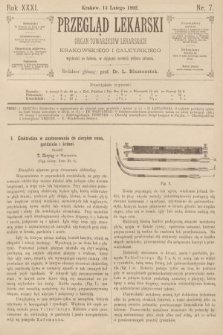 Przegląd Lekarski : organ Towarzystw Lekarskich Krakowskiego i Galicyjskiego. 1892, nr 7