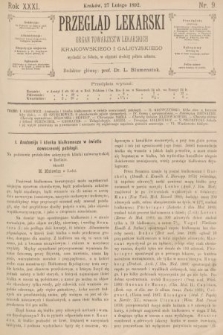 Przegląd Lekarski : organ Towarzystw Lekarskich Krakowskiego i Galicyjskiego. 1892, nr 9