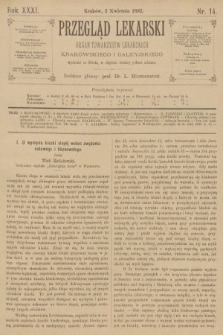 Przegląd Lekarski : organ Towarzystw Lekarskich Krakowskiego i Galicyjskiego. 1892, nr 14