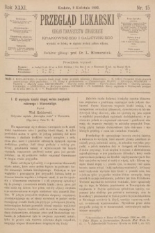 Przegląd Lekarski : organ Towarzystw Lekarskich Krakowskiego i Galicyjskiego. 1892, nr 15