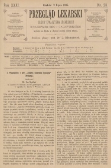 Przegląd Lekarski : organ Towarzystw Lekarskich Krakowskiego i Galicyjskiego. 1892, nr 28