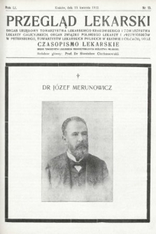 Przegląd Lekarski oraz Czasopismo Lekarskie. 1912, nr 15