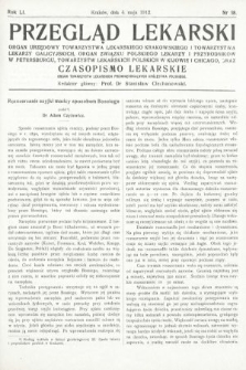 Przegląd Lekarski oraz Czasopismo Lekarskie. 1912, nr 18