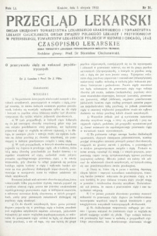 Przegląd Lekarski oraz Czasopismo Lekarskie. 1912, nr 31