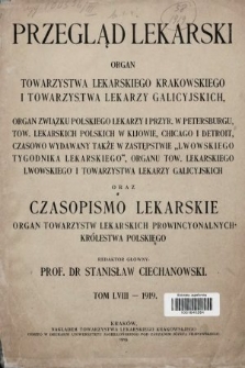 Przegląd Lekarski oraz Czasopismo Lekarskie. 1919, spis rzeczy