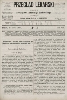 Przegląd Lekarski : organ Towarzystwa lekarskiego krakowskiego. 1880, nr 13
