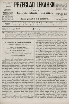 Przegląd Lekarski : organ Towarzystwa lekarskiego krakowskiego. 1880, nr 19