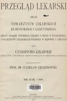 Przegląd Lekarski oraz Czasopismo Lekarskie. 1909, spis rzeczy