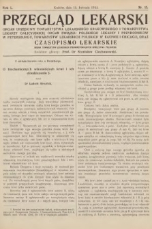 Przegląd Lekarski oraz Czasopismo Lekarskie. 1911, nr 15