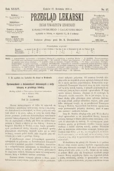 Przegląd Lekarski : organ Towarzystw Lekarskich Krakowskiego i Galicyjskiego. 1895, nr 17
