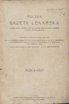 Polska Gazeta Lekarska : dawniej Gazeta Lekarska, Przegląd Lekarski oraz Czasopismo Lekarskie i Lwowski Tygodnik Lekarski. 1923, spis rzeczy