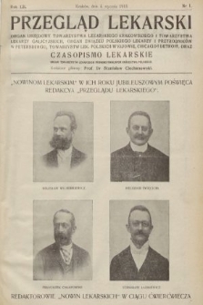 Przegląd Lekarski oraz Czasopismo Lekarskie. 1913, nr 1
