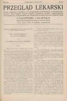 Przegląd Lekarski oraz Czasopismo Lekarskie. 1913, nr 14