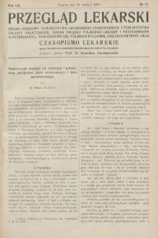 Przegląd Lekarski oraz Czasopismo Lekarskie. 1913, nr 17