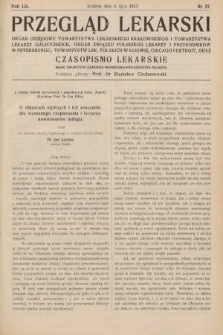 Przegląd Lekarski oraz Czasopismo Lekarskie. 1913, nr 27