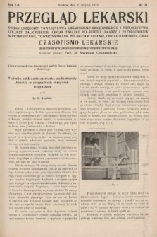 Przegląd Lekarski oraz Czasopismo Lekarskie. 1913, nr 31