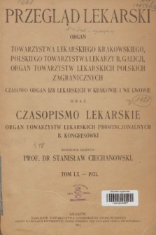 Przegląd Lekarski oraz Czasopismo Lekarskie. 1921, spis rzeczy