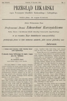 Przegląd Lekarski : organ Towarzystw lekarskich: Krakowskiego i Galicyjskiego. 1900, nr 1