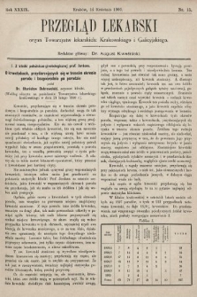 Przegląd Lekarski : organ Towarzystw lekarskich: Krakowskiego i Galicyjskiego. 1900, nr 15