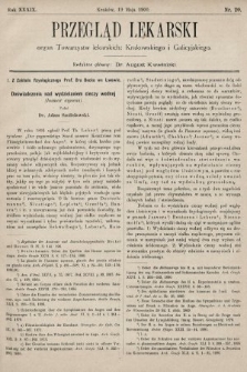 Przegląd Lekarski : organ Towarzystw lekarskich: Krakowskiego i Galicyjskiego. 1900, nr 20