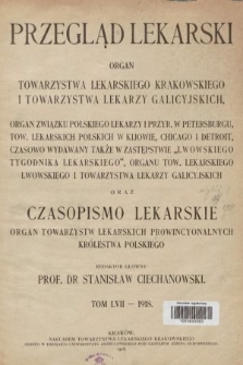 Przegląd Lekarski oraz Czasopismo Lekarskie. 1918, spis rzeczy