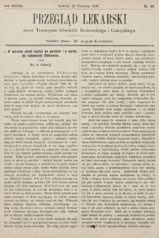 Przegląd Lekarski : organ Towarzystw lekarskich: Krakowskiego i Galicyjskiego. 1900, nr 38
