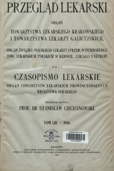 Przegląd Lekarski oraz Czasopismo Lekarskie. 1914, spis rzeczy