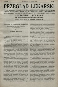Przegląd Lekarski oraz Czasopismo Lekarskie. 1914, nr 15