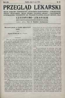 Przegląd Lekarski oraz Czasopismo Lekarskie. 1914, nr 18