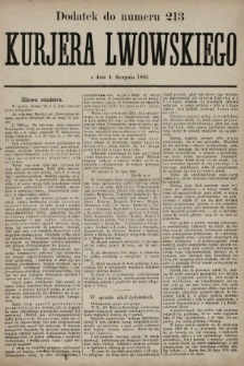 Dodatek do numeru 213 „Kurjera Lwowskiego”. 1885