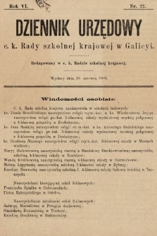 Dziennik Urzędowy c. k. Rady szkolnej krajowej w Galicyi. 1902, nr 22
