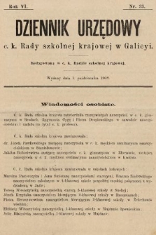 Dziennik Urzędowy c. k. Rady szkolnej krajowej w Galicyi. 1902, nr 33