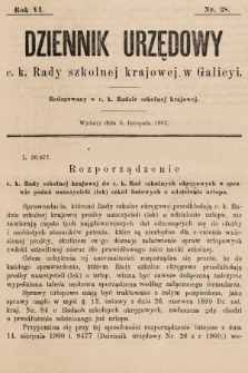 Dziennik Urzędowy c. k. Rady szkolnej krajowej w Galicyi. 1902, nr 38