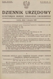 Dziennik Urzędowy Kuratorjum Okręgu Szkolnego Lwowskiego. 1929, nr 8