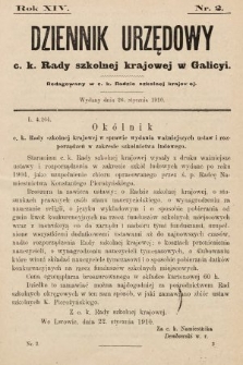 Dziennik Urzędowy c. k. Rady szkolnej krajowej w Galicyi. 1910, nr 2