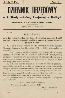 Dziennik Urzędowy c. k. Rady szkolnej krajowej w Galicyi. 1910, nr 4