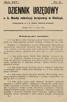 Dziennik Urzędowy c. k. Rady szkolnej krajowej w Galicyi. 1910, nr 5