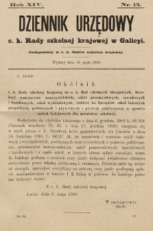 Dziennik Urzędowy c. k. Rady szkolnej krajowej w Galicyi. 1910, nr 13