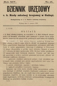 Dziennik Urzędowy c. k. Rady szkolnej krajowej w Galicyi. 1910, nr 15