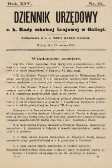 Dziennik Urzędowy c. k. Rady szkolnej krajowej w Galicyi. 1910, nr 16