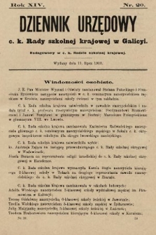 Dziennik Urzędowy c. k. Rady szkolnej krajowej w Galicyi. 1910, nr 20