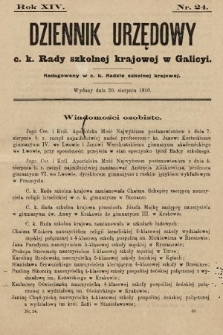 Dziennik Urzędowy c. k. Rady szkolnej krajowej w Galicyi. 1910, nr 24