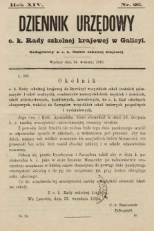 Dziennik Urzędowy c. k. Rady szkolnej krajowej w Galicyi. 1910, nr 26