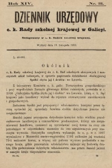 Dziennik Urzędowy c. k. Rady szkolnej krajowej w Galicyi. 1910, nr 31