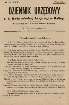 Dziennik Urzędowy c. k. Rady szkolnej krajowej w Galicyi. 1910, nr 33