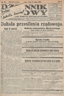 Dziennik Ludowy : organ Polskiej Partyi Socyalistycznej. 1922, nr 37