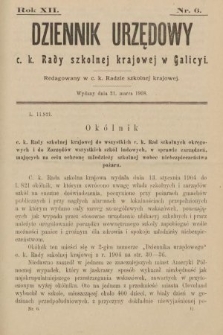 Dziennik Urzędowy c. k. Rady Szkolnej Krajowej w Galicyi. 1908, nr 6