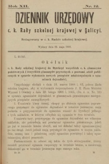Dziennik Urzędowy c. k. Rady Szkolnej Krajowej w Galicyi. 1908, nr 12