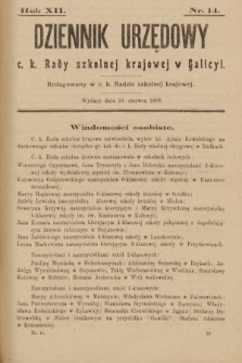 Dziennik Urzędowy c. k. Rady Szkolnej Krajowej w Galicyi. 1908, nr 14